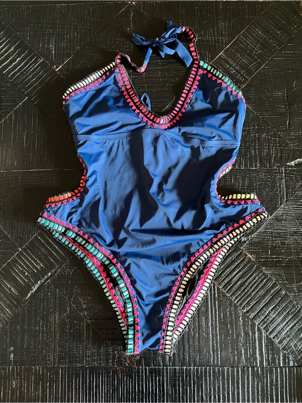 Bar III “Be-Weave It” Navy One Piece Monokini Size L/XL - Picture 1 of 5